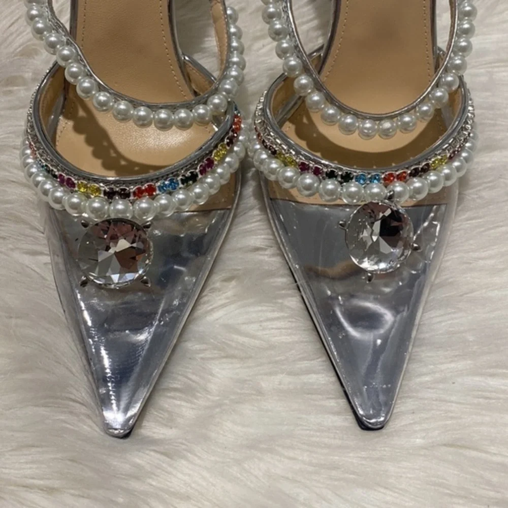 Mach & Mach‎ Diamond of Elizabeth Imitation Pearl pointed toe Mule size 39.5